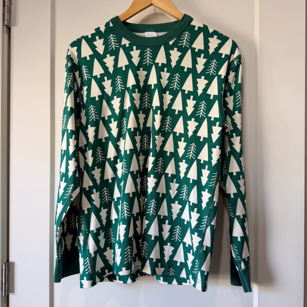 Hanna Andersson adult unisex holiday print long john pajama top size L